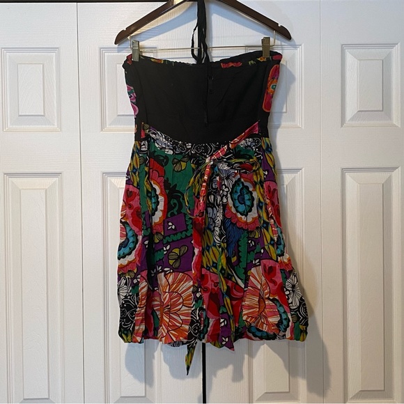 DESIGUAL Summer Cotton Strapless Convertable Cotton Floral Mini Dress. Size 12. - Picture 12 of 16